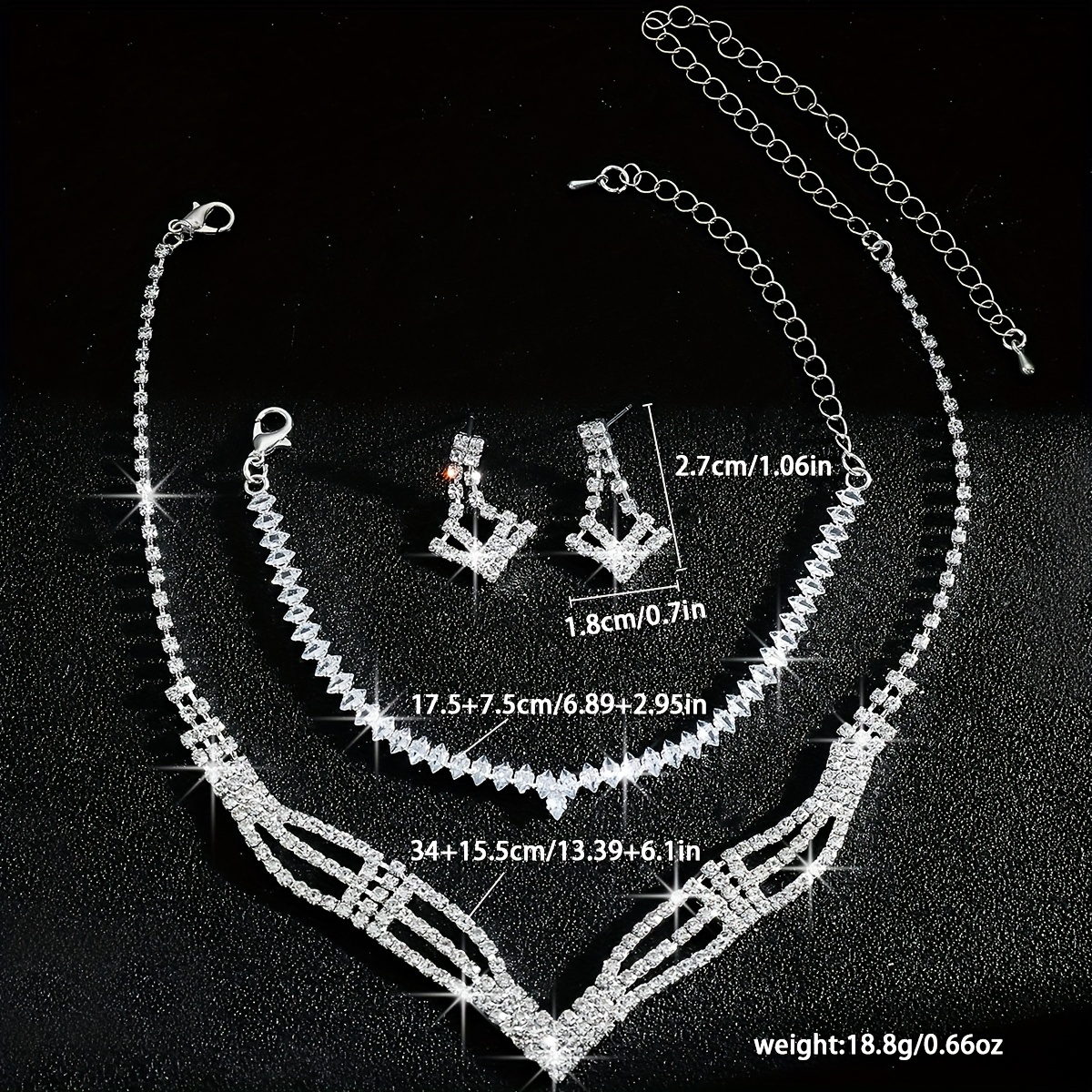 Fashionable Rhinestone Geometric Jewelry Set for Bride